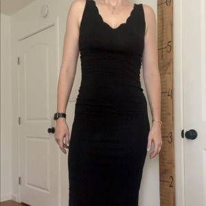 ASOS Black Body Con Dress with Scalloped Neckline